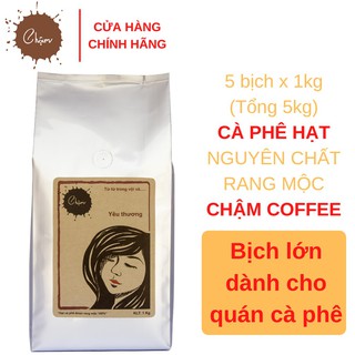 5kg cà phê hạt nguyên chất rang mộc chậm coffee – yêu thương 1kg minizen