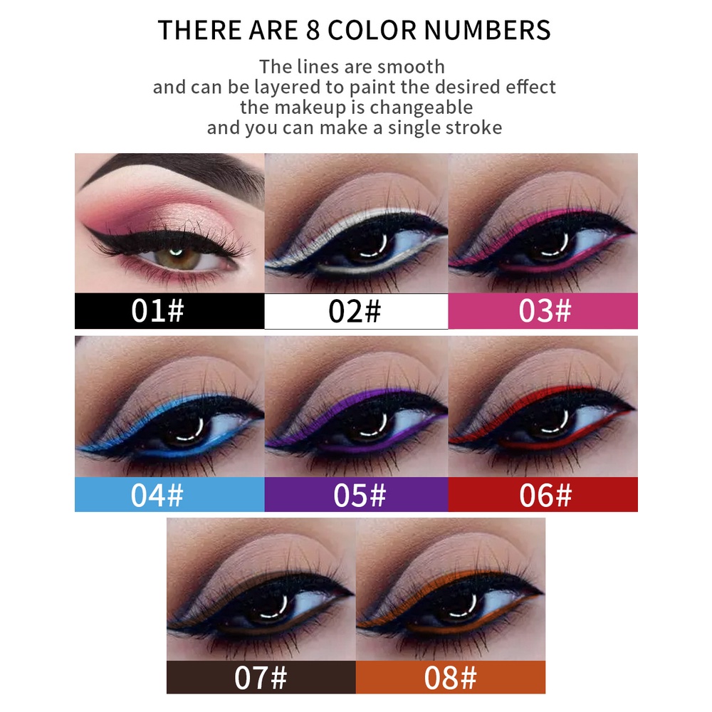 Bút Kẻ Mắt Dạng Lỏng 8 Màu Sắc Tùy Chọn Nhanh Khô Chống Thấm Nước Lâu Trôi Chống Nhòe Trang Điểm Gợi