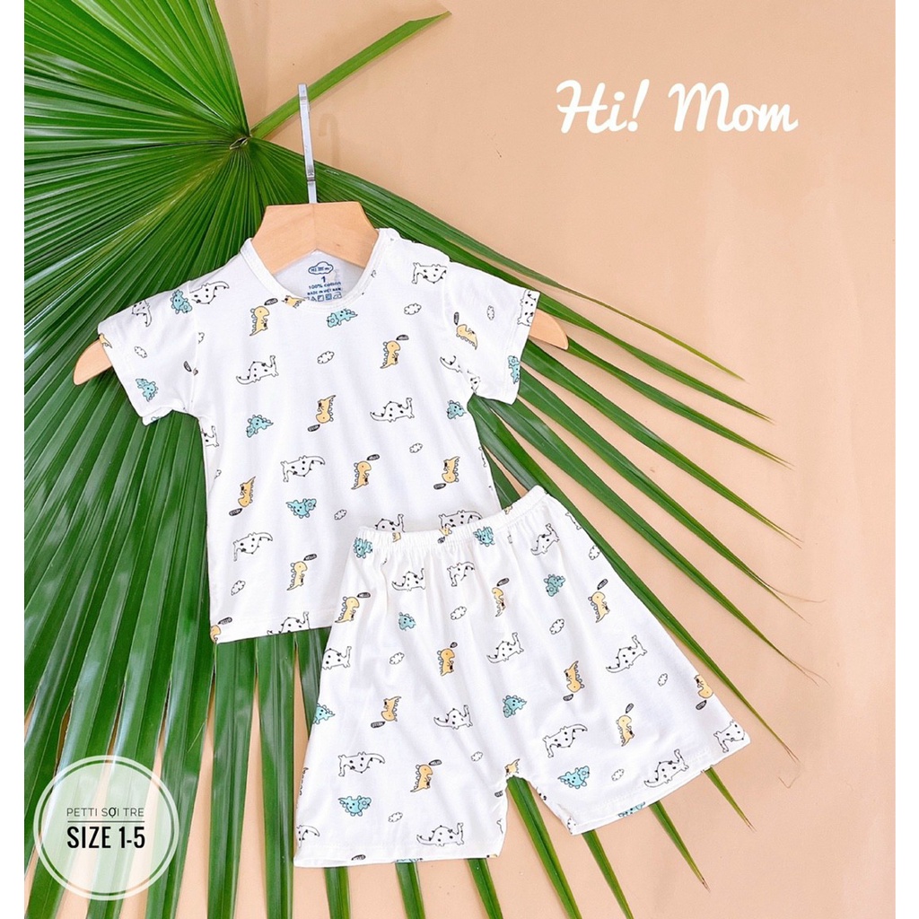 [XẢ KHO] Bộ Cộc Tay Cúc Vai Chất Petit Sợi Tre Cao Cấp - Quần Áo Trẻ Em Sơ Sinh Cho Bé Trai Bé Gái Từ 4-14KG