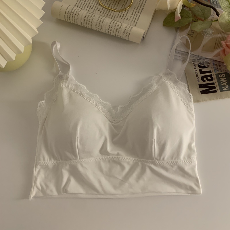 Áo Lót Lụa Không Gọng Phối Ren Phong Cách Hàn Quốc