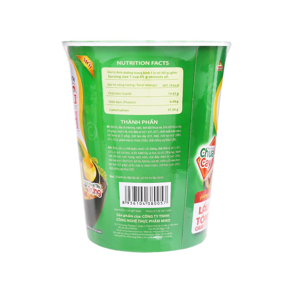 Mì Cốc Cung Đình Sườn Hầm Ngũ Quả/ Bò Hầm/ Lẩu Tôm Chua Cay Cốc (65g)