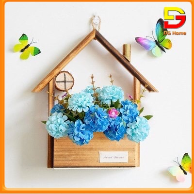 Giỏ Hoa Treo Tường Hình Ngôi Nhà Gỗ Decor Trang Trí Nhà Cửa Kích Thước 27x17.5x9.4cm TẶNG MÓC TREO