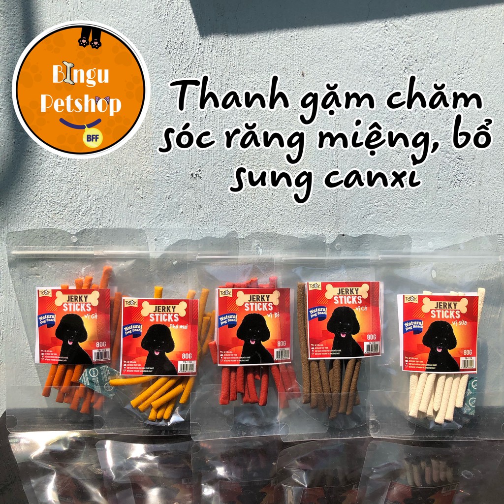 Snack cho chó Toby Thanh que dẻo dạng que cho chó 5 vị túi 80gr