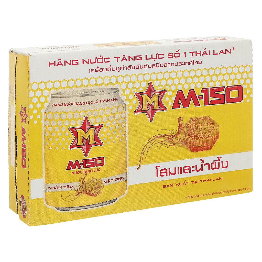 1 Thùng Nước Tăng Lực Nhân Sâm Và Mật Ong M150 của Thái Lan 250ml x 24 lon