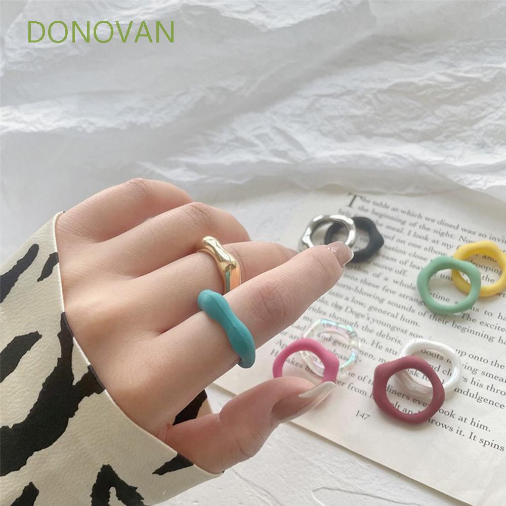Nhẫn đeo ngón tay nhiều màu sắc bằng nhựa acrylic thời trang cho nữ 2021