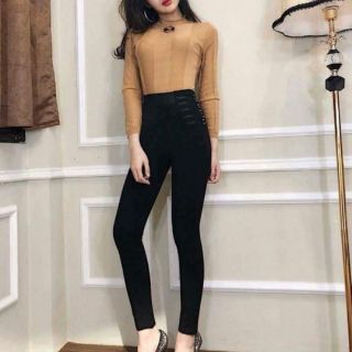 Quần legging cạp cao khóa tròn