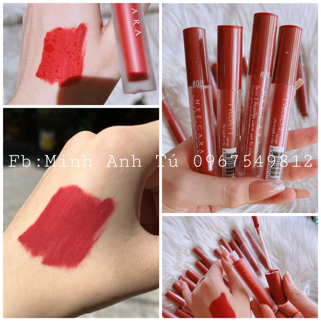 Son Kem Nhung Lì Nee Cara Màu 08 Velvet Matte Lip Glaze NA1961  [Thái Lan-Siêu Lì ]