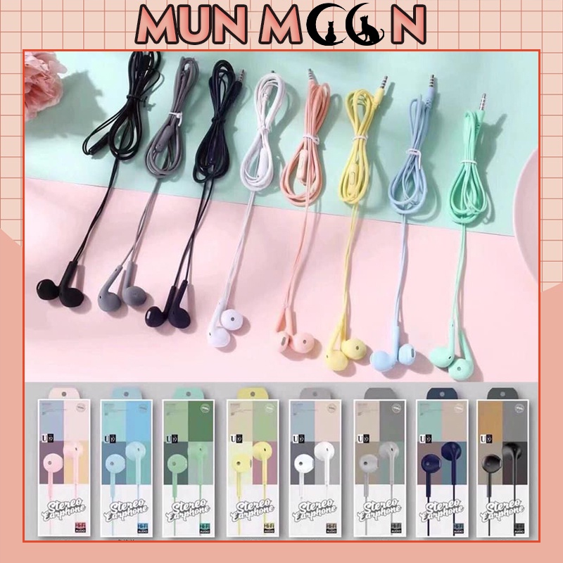 Tai nghe nhét tai có dây U19 HiFi macaron, nhiều màu tự chọn, Học Onilne-Gaming Cực tiện lợi, âm thanh siêu đỉnh/Max