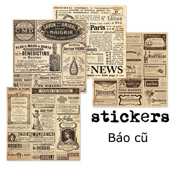 Bộ Sticker vintage background theo chủ đề