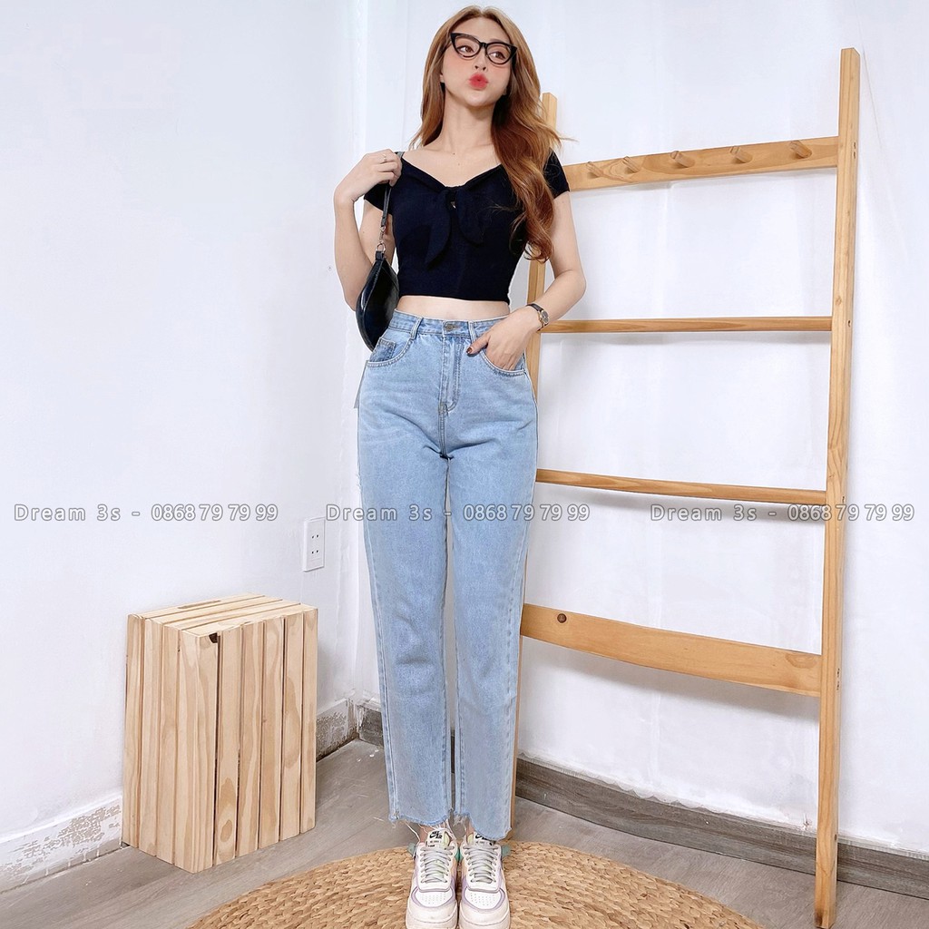 Quần Baggy Jeans Trơn Nữ, Quần Jean Nữ Dáng Baggy Hoạ Tiết Trơn Chất Jeans Cao Cấp Dr192