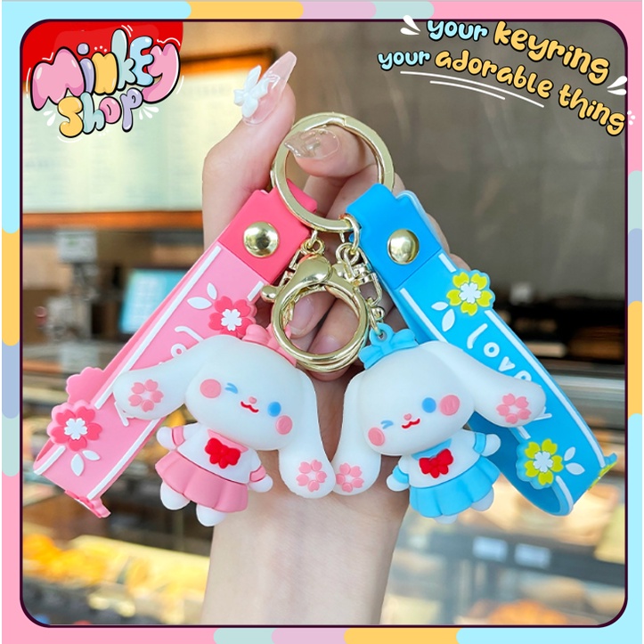 Móc Khóa Đẹp Hình Thỏ Lovely Hoa Anh Đào Cute phụ kiện Túi Xách dễ thương -Minkey