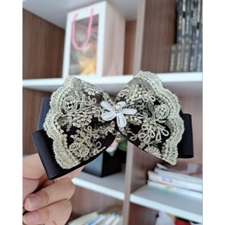 Kẹp tóc nơ phối ren hoa