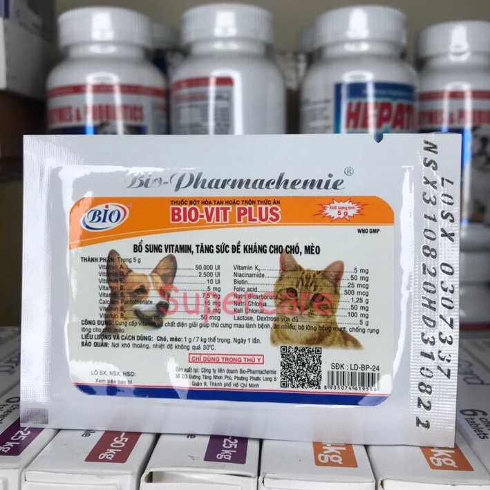 [Mã PET50K giảm Giảm 10% - Tối đa 50K đơn từ 250K] Biovit Plus 5Gr - Sản phẩm Bổ Sung Vitamin &amp; Tăng Đề Kháng Chó Mèo