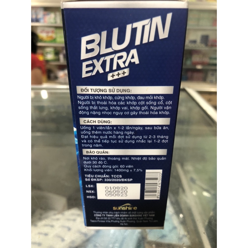 BLUTIN EXTRA  - hộp 60 viênhỗ trợ làm giảm sưng đau do thái hóa khớp, viêm khớp, giúp xương chắc khỏe