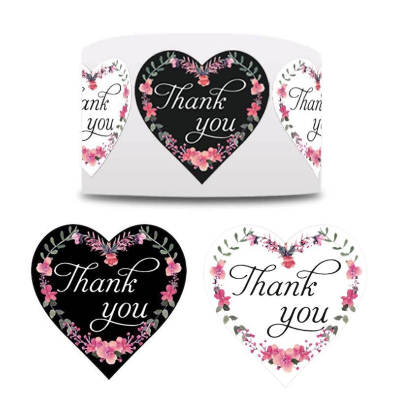 Sticker Chữ Thank You Hình Trái Tim (đường kính sticker 2,5cm)