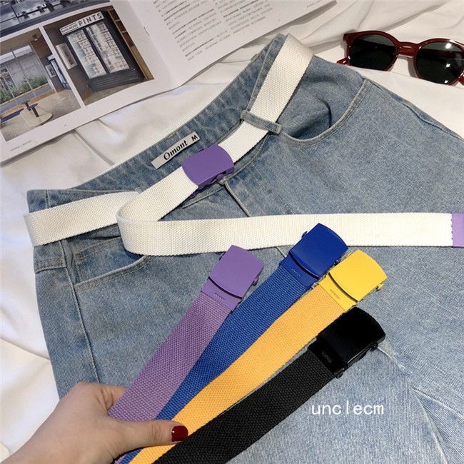Thắt Lưng Vải Canvas Màu Sắc Thời Trang Phong Cách Hàn Quốc Cho Nữ