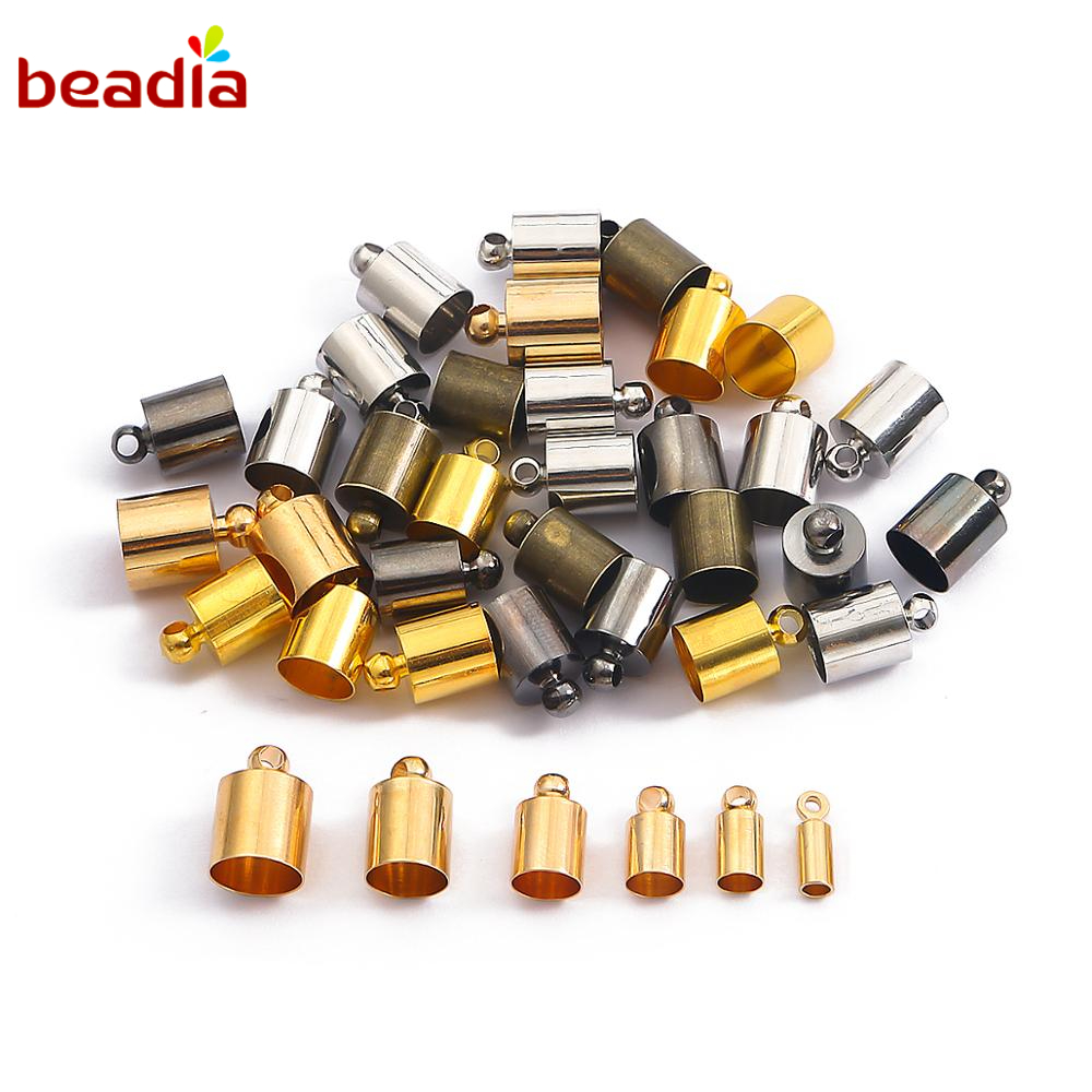 BEADIA Set 50 Nắp Da Bọc Đầu Dây Tua Rua Làm Trang Sức Thủ Công 3 4 5 6 7 8 9 10mm