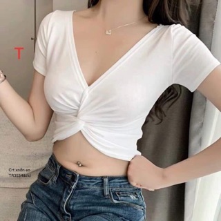 Áo crt xoắn eo cổ V - TR