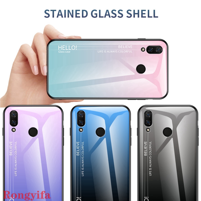 Ốp điện thoại kính cường lực gradient cho HUAWEI NOVA 3I 3 3E P30 LITE 5 4 2I Y9 Y7 2019 Y5 Y6 2018