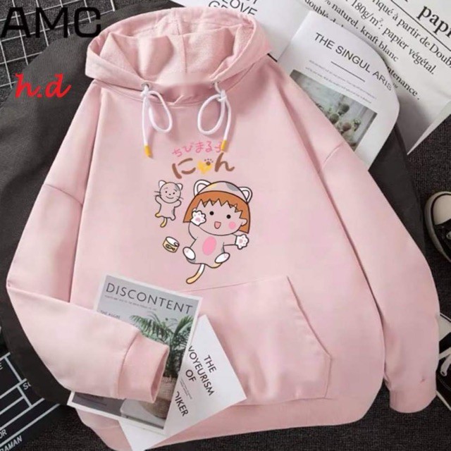 Áo hoodie em bé và mèo, Áo nỉ from rộng tay phồng, thiết kế thời trang, mặc ấp áp không bị xù - FANI