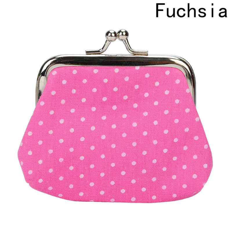 Ví tiền cầm tay in họa tiết chấm bi xinh xắn