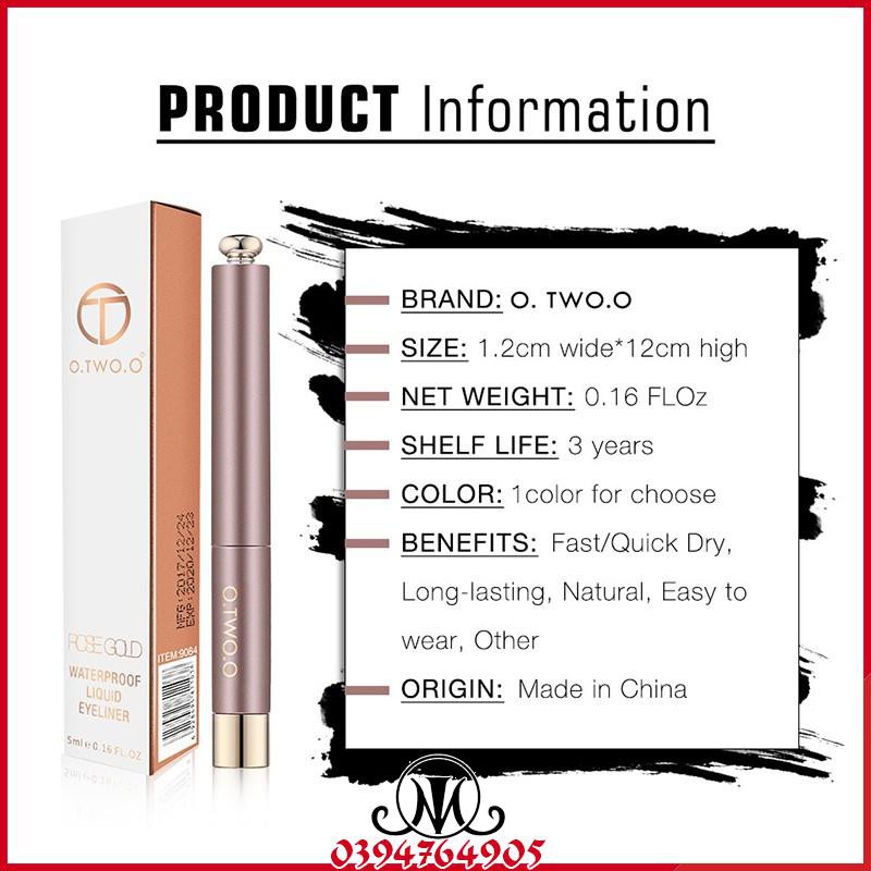 Bút kẻ mắt dạng nước O.TWO.O Rose Gold Waterproof Liquid Eyeliner MO23 | BigBuy360 - bigbuy360.vn