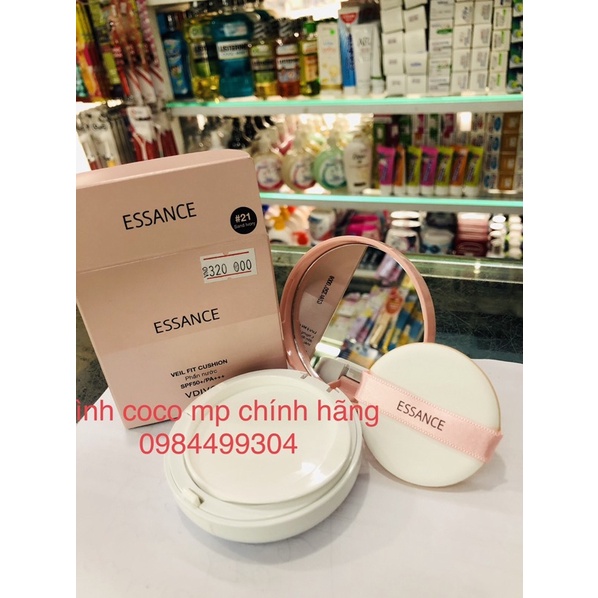 Phấn nước mịn lì, mờ khuyết điểm,kiềm dầu Essance Veil Fit Cushion SPF50+ PA+++ 15g #21 tone da sáng