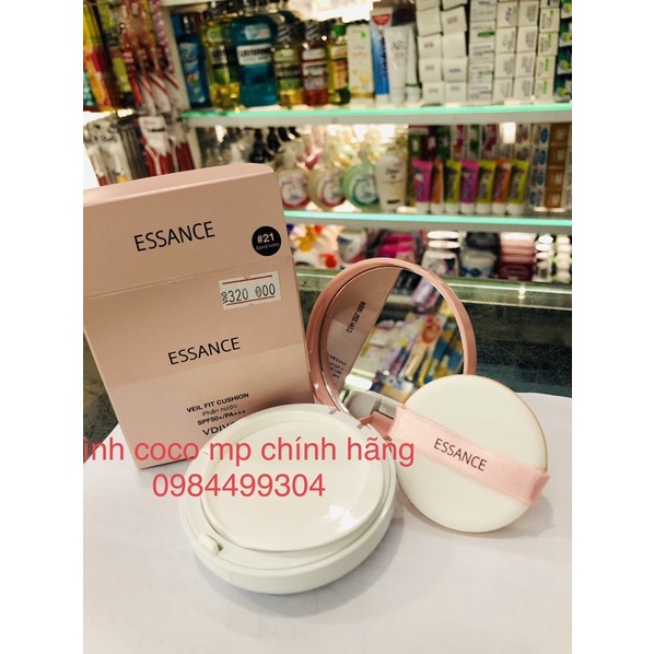 Phấn nước mịn lì mờ khuyết điểm Essance Veil Fit Cushion SPF50+ PA+++ 15g #21 tone da sáng