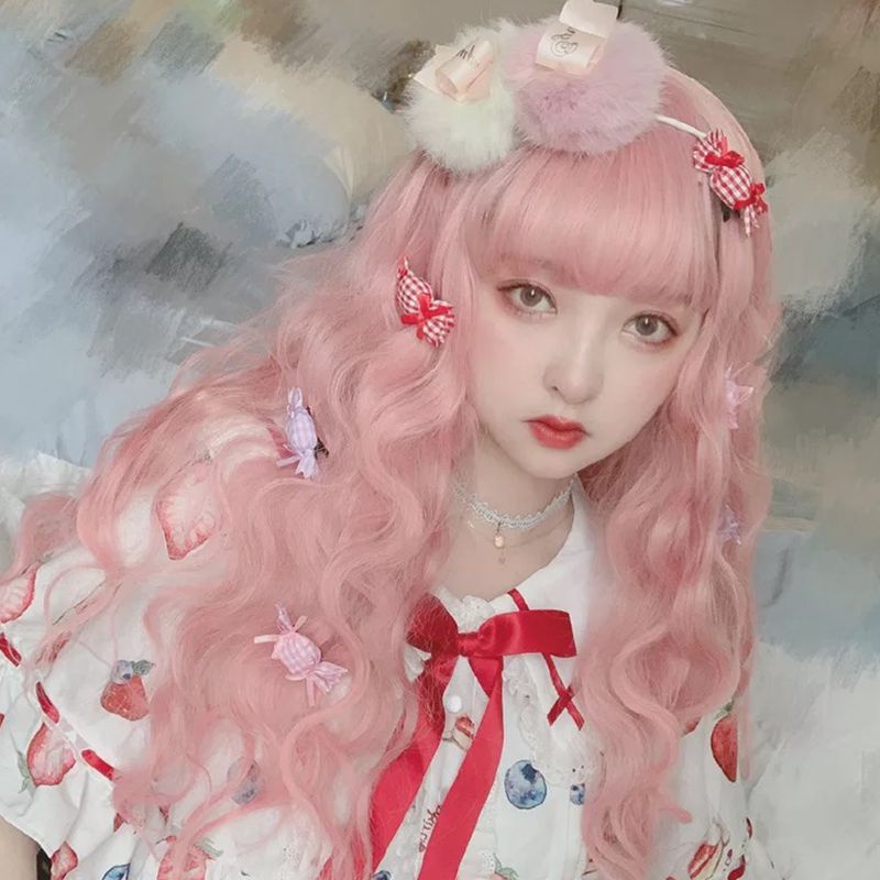 Bộ Tóc Giả Dài Xoăn Phong Cách Lolita Dễ Thương Cho Nữ