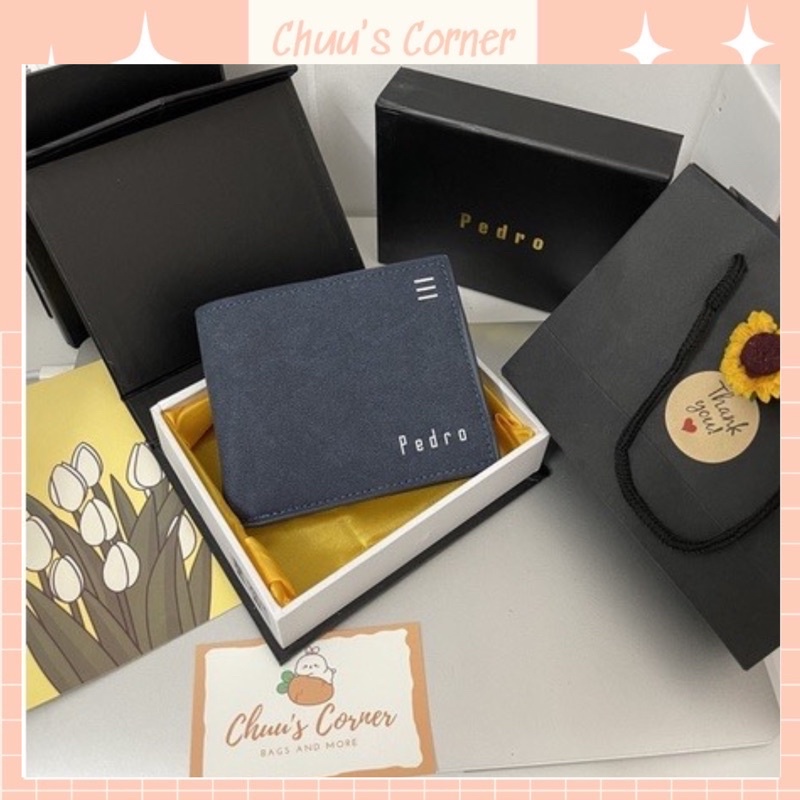 [Khắc tên theo yêu cầu] Bóp/ Ví nam pedro da mềm nhiều ngăn kèm hộp nam châm sang trọng