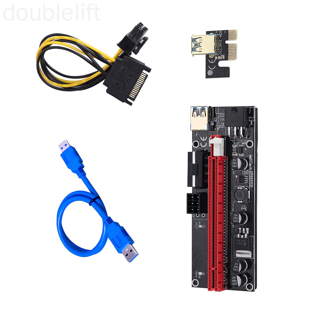 PCI-E Riser Board 1X to 16X GPU Extender Riser Card PCI-E USB 3.0 GPU Adapter with 6pin Interface doublelift store