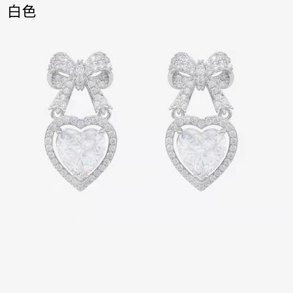 Khuyên Tai Hình Nơ Hồng Đính Đá Zircon Nhỏ Thời Trang Dự Tiệc Tốt Nghiệp