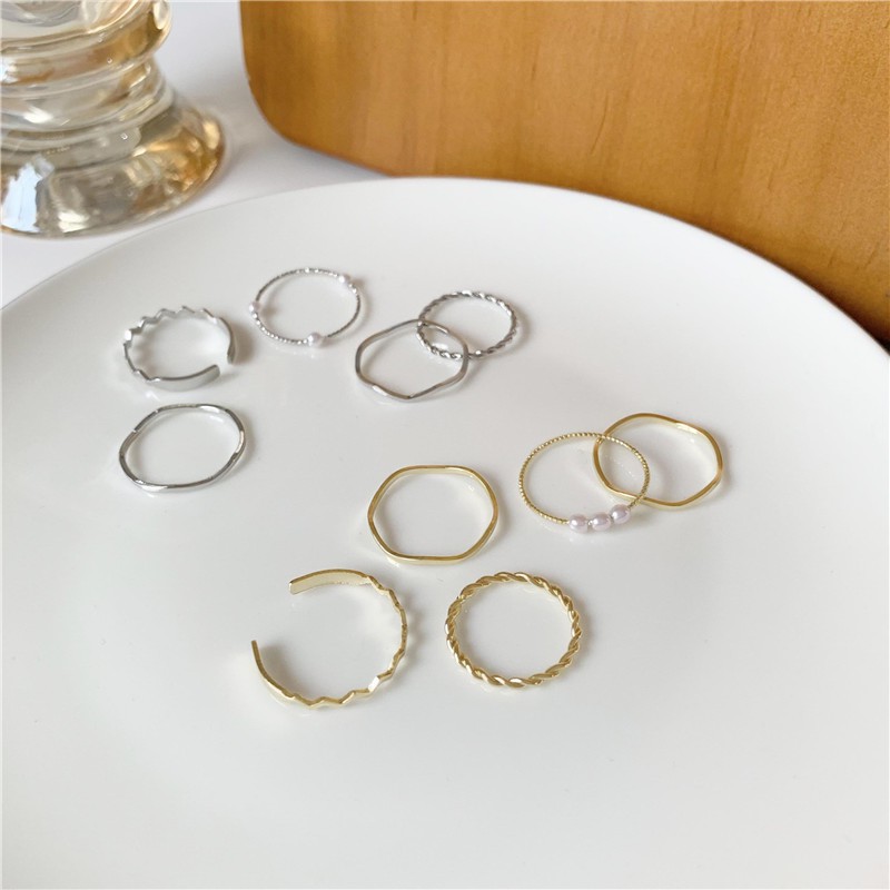 Bộ trang sức bộ 5 chiếc nhẫn mảnh phong cách Hàn Quốc nữ tính URI DECOR