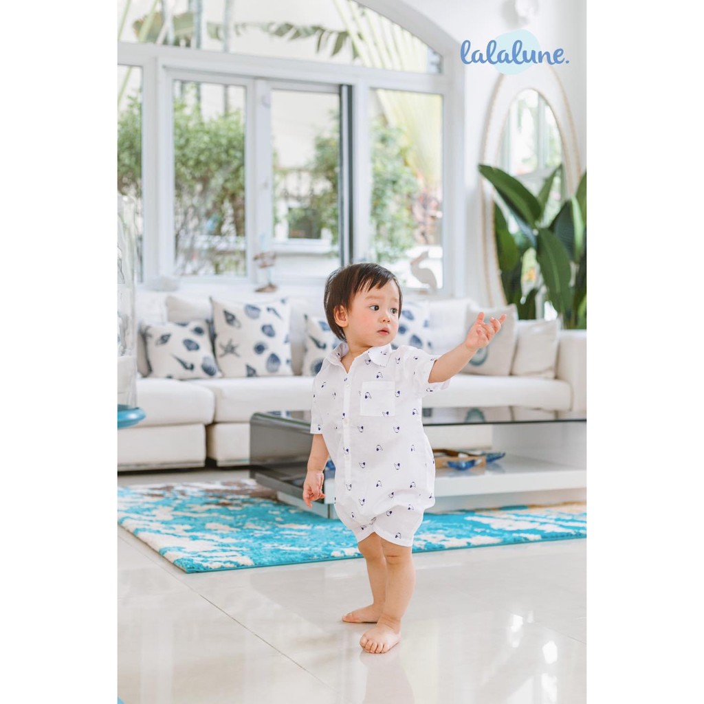 Bodysuit toto trắng lalalune cho bé trai 3-24m