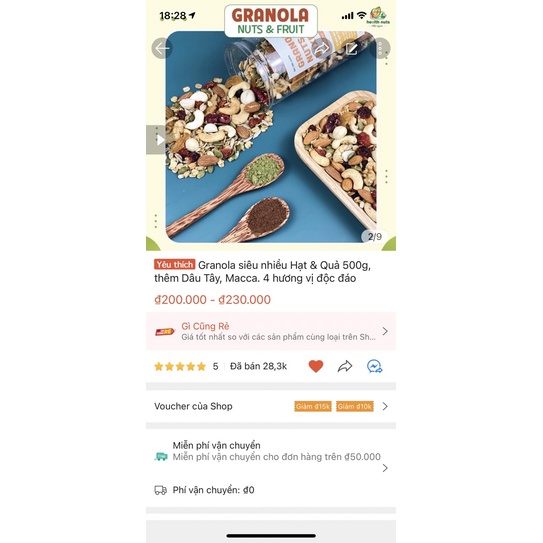 Ngũ cốc Granola siêu nhiều Hạt Quả 500g. 4 hương vị matcha, chocolate, không yến mạch