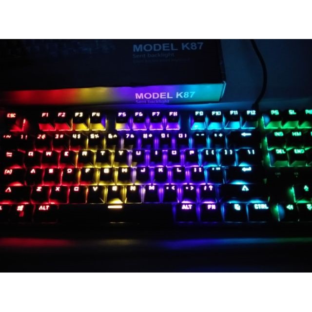 Bàn Phím Cơ Gaming ⭐FREE SHIP⭐ Bàn Phím CƠ GNET K87 LED 7 Màu Bền Bỉ 50 Triệu Lần Gõ Phím, Cổng Cắm USB