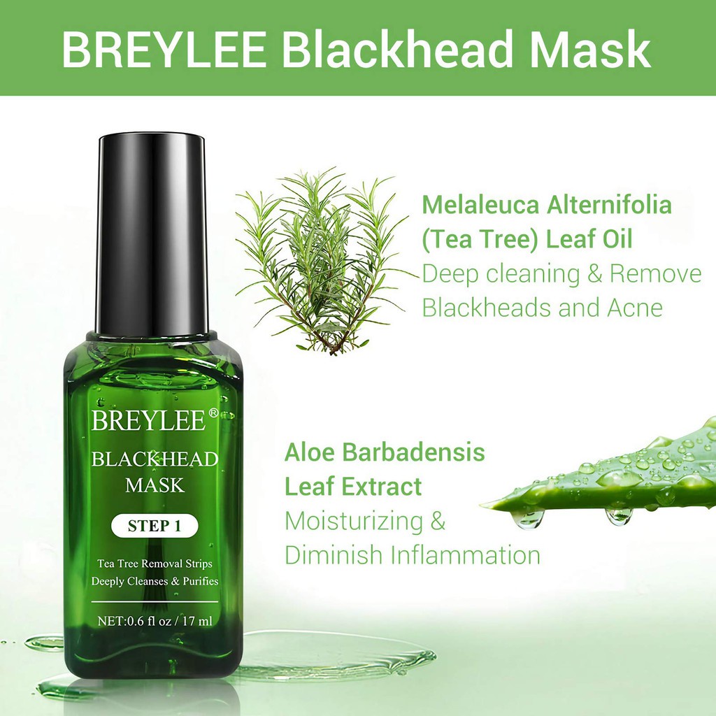 BREYLEE Step 1 Tinh Chất Lột Mụn  Loại Bỏ Mụn Cám Ngăn Ngừa Mụn Đầu Đen Chiết Xuất Cây Trà 17ml