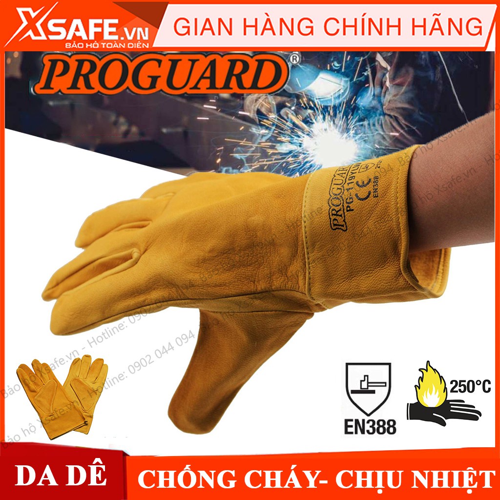 Găng tay hàn Proguard PG119YLW Bao tay hàn da dê chất lượng cao, chống cháy, chịu nhiệt, tia lửa văng bắn