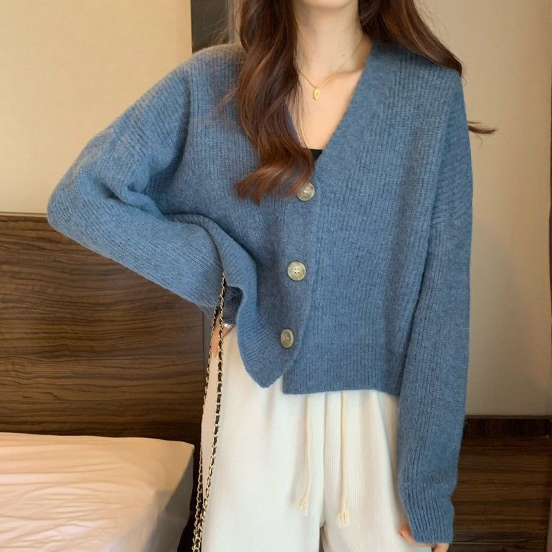 Áo Khoác Cardigan Dệt Kim Tay Dài Cổ Chữ V Dáng Rộng Thời Trang Mới 2022 Cho Nữ
