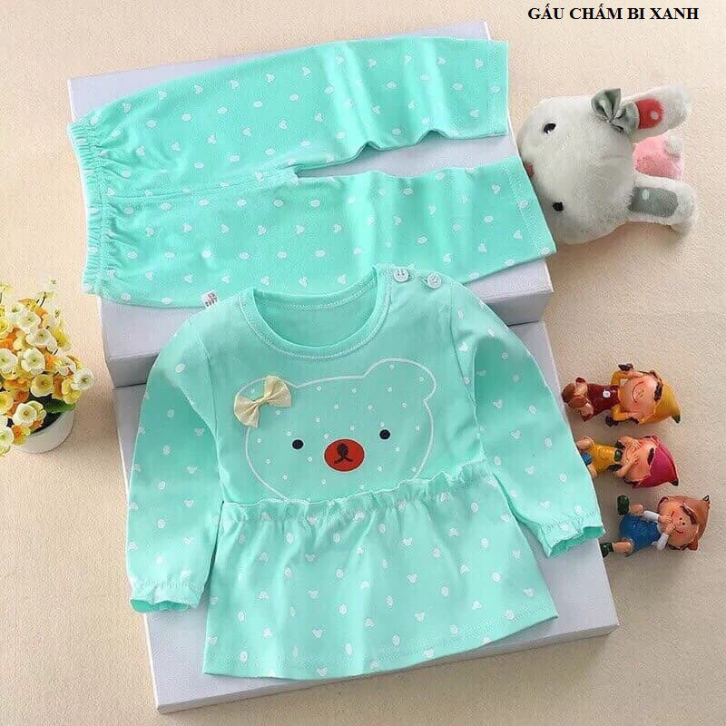 Sét bộ quần áo thu đông bé gái vải da cá hoặc cotton 4c size 8-18kg