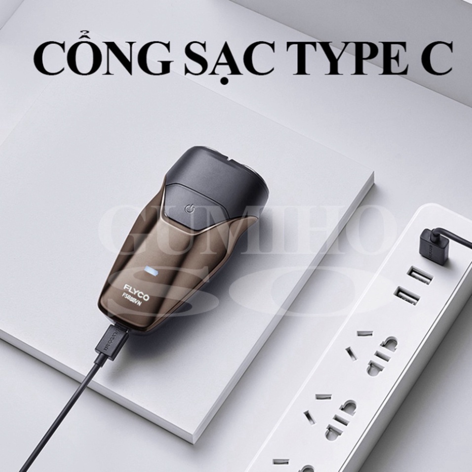 Máy Cạo Râu Flyco 2 Lưỡi Sạc Nhanh Kháng Nước FS888VN Hàng Chính Hãng Bảo Hành 24 Tháng - Violet Lotus