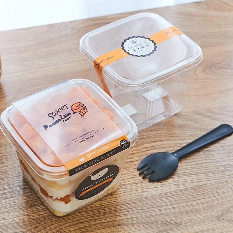 50 Hộp HT10-8 vuông đựng bánh mouse, tiramisu