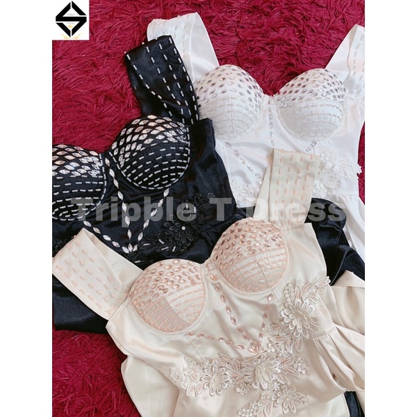 Đầm body dự tiệc kết cườm và hoa nổi sang trọng TRIPBLE T DRESS - size M/L - MS369V
