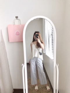 [Timibytimi] Quần Culottes kẻ xanh Mint