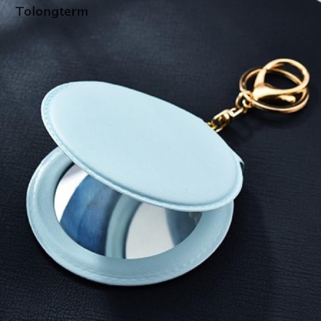 Gương Trang Điểm Hai Mặt Hình Tròn Cỡ Nhỏ Bằng PU Dạng Gập Tiện Dụng