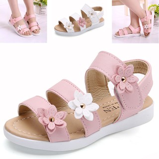 XẢ KHO_Sandal bé gái trẻ em đính hoa đế mềm phong cách Hàn Quốc