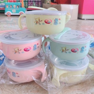 Bát ăn dặm inox 2 lớp giữ nhiệt kèm thìa có nắp cho bé GB baby [ FREE SHIP - HÀNG CHÍNH HÃNG] [ SIZE ĐẠI]