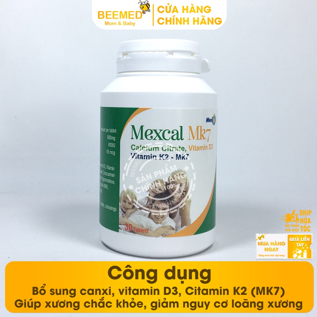 Viên uống bổ sung canxi - MEXCAL MK7, ngừa loãng xương cho bà bầu, người cao tuổi, giúp trẻ phát triển chiều cao