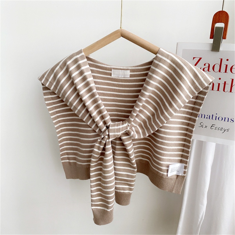 Khăn Choàng Cổ Dệt Kim Màu Trơn Họa Tiết Kẻ Sọc Cho Nữ