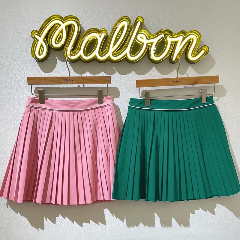 Hàn Quốc Malbon golf Đồng phục Quần áo nữ Nữ Mùa hè Ngoài trời Váy xếp ly Thể thao Thời trang ngắn Culottes XSFX